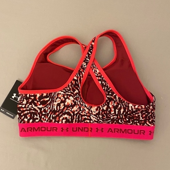 Under Armour NWT Crossback Mid Compression Sports Bra 1X (40DD, 40DDD, 42D) Pink - Picture 4 of 9